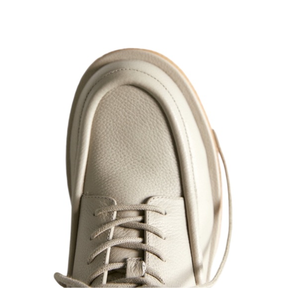 NEW Zara Bone White Laced Leather Boots - Picture 5 of 8